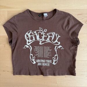 Brown Graphic Cropped Baby Tee